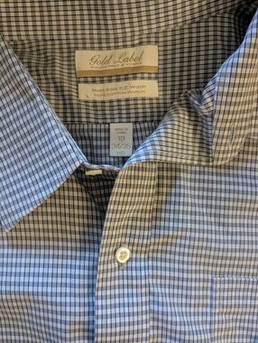 Roundtree & Yorke Navy and White Micro Check Dress Shirt